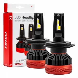 Żarówki samochodowe LED seria X3 H4/H19 6500K Canbus AMIO-02979