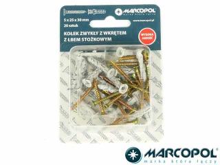 Kołki rozporowe z wkrętami 5 x 25 x 30 mm, 20 szt. - MARCOPOL (QB0140)