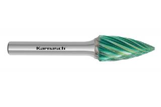 Pilnik obrotowy łukowy ostry SPG HP-3 PRO z węglika | z powłoką GREEN-TEC | frez do metalu 20 x 10 mm | chwyt 6 mm - KARNASCH 116096030