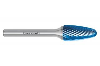 Pilnik obrotowy łukowy z czołem kulistym RBF HP-2 z węglika | z powłoką BLUE-TEC | frez do metalu 18 x 6 mm | chwyt 6 mm - KARNASCH 115050030