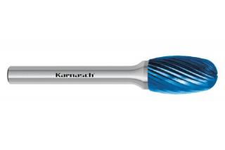 Pilnik obrotowy owalny TRE HP-2 z węglika | z powłoką BLUE-TEC | frez do metalu 6 x 3 mm | chwyt 3 mm - KARNASCH 115040010