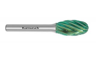 Pilnik obrotowy owalny TRE HP-3 PRO z węglika | z powłoką GREEN-TEC | frez do metalu 10 x 6 mm | chwyt 6 mm - KARNASCH 116094010