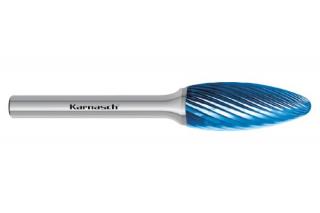 Pilnik obrotowy płomykowy TYP H HP-2 z węglika | z powłoką BLUE-TEC | frez do metalu 6 x 3 mm | chwyt 3 mm - KARNASCH 115070005