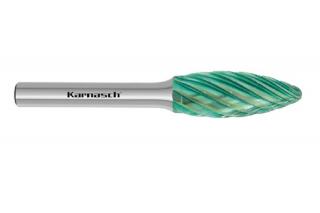 Pilnik obrotowy płomykowy TYP H HP-3 PRO z węglika | z powłoką GREEN-TEC | frez do metalu 20 x 10 mm | chwyt 6 mm - KARNASCH 116097030