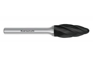 Pilnik obrotowy płomykowy TYP H HP-7 z węglika | powłoka BLACK-TEC | frez do aluminium 20 x 8 mm | chwyt 6 mm - KARNASCH 115075015