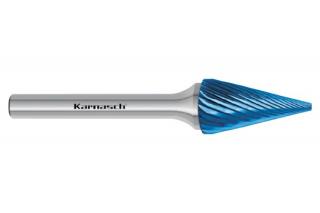 Pilnik obrotowy stożkowy ostry SKM HP-2 | z powłoką BLUE-TEC | frez do metalu 11 x 3 mm | chwyt 3 mm - KARNASCH 115090015