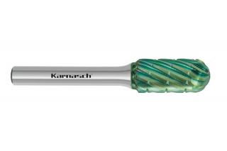 Pilnik obrotowy walcowy z czołem kulistym WRC HP-3 PRO z węglika | z powłoką GREEN-TEC | frez do metalu 20 x 10 mm | chwyt 6 mm - KARNASCH 116092030