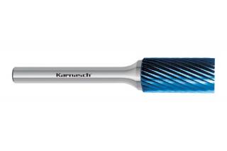 Pilnik obrotowy walcowy ZYA HP-2 z węglika | z powłoką BLUE-TEC | frez do metalu 13 x 6 mm | chwyt 3 mm - KARNASCH 115000060