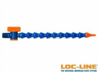 Przewód z dyszą okrągłą o średnicy 1/8", gwintem zewnętrznym NPT 1/4" i zaworem, system 1/4", długość 500 mm - LOC-LINE (P0512Z)