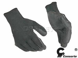 Rękawice robocze czarne poliestrowe z lateksem, 415, rozmiar 10 - Consorte
