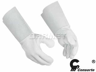 Rękawice robocze długie białe z dwoiny koziej skróry, 302, rozmiar 10 - Consorte