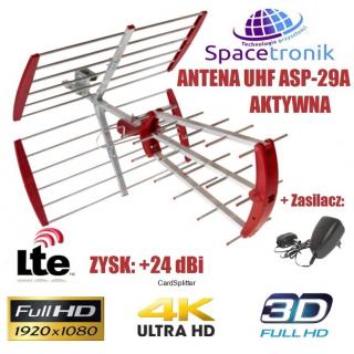 Antena kierunkowa UHF Spacetronik ASP-29A Active Red +24dB