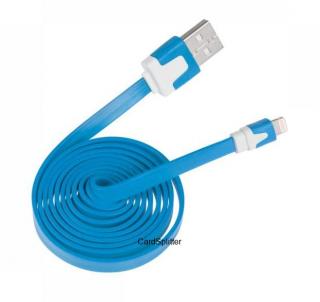 Kabel USB iPhone 5 niebieski płaski (GSM0478)