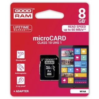 Karta pamięci microSD 8GB UHS I Goodram z adapterem