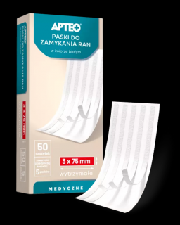 Apteo paski do zamykania ran w kolorze białym 3mm x 75mm - 250szt. (50 saszetek)