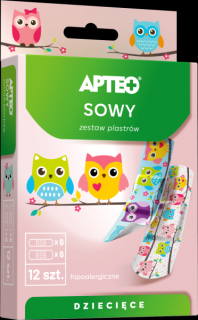 APTEO Zestaw plastrów opatrunkowych dla dzieci SÓWKI - 12szt