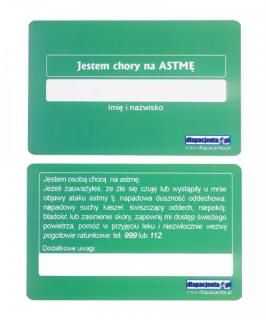 Karta informacyjna Jestem chory na ASTMĘ seledynowa