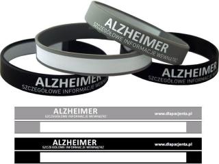 Opaska silikonowa na nadgarstek - ALZHEIMER - Popielaty