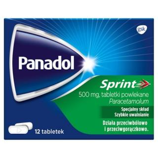 Panadol Sprint Paracetamolum - przeciwbólowy 12 tabl.