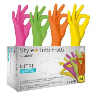 Rękawiczki nitrylowe bezpudrowe Style Tutti Frutti kolorowe rozm. M - 96szt.
