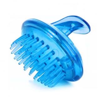 Silikonowa szczotka do mycia i masażu głowy - niebieski