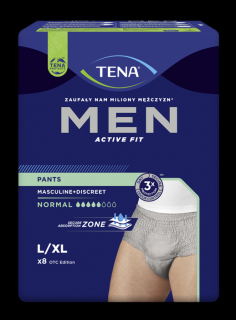 TENA Men Pants Normal Grey L/XL - bielizna chłonna dla mężczyzn 8szt.