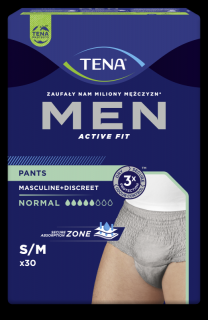 TENA Men Pants Normal Grey S/M - bielizna chłonna dla mężczyzn 30szt.