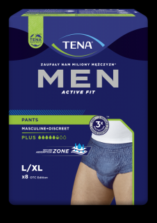 TENA Men Pants Plus Blue L/XL - bielizna chłonna dla mężczyzn 8szt.