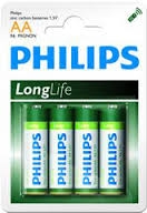 Baterie Longlife AA (R 6) Philips blister
