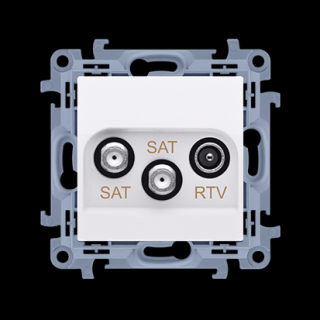 Gniazdo antenowe SAT-SAT-RTV satelitarne podwójne Simon 10, CASK2.01/11 biały