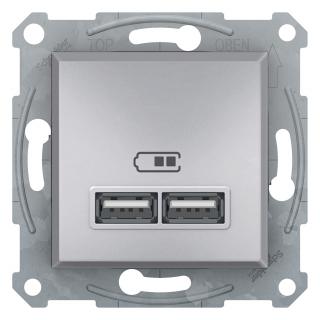 Ładowarka 2x USB bez ramki, EPH2700261 Asfora aluminium