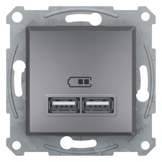 Ładowarka 2x USB bez ramki, EPH2700262 Asfora stal