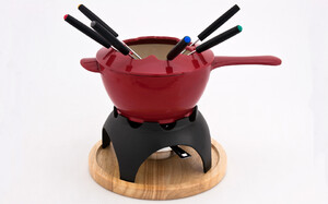Zestaw do fondue MIXTE Chasseur żeliwny emaliowany (soczysta wiśnia)