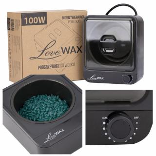 LOVEWAX Podgrzewacz wosku w puszcze w grantulkach twardy z teflonowym wkładem czarny 500ml