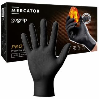 MERCATOR GOGRIP BLACK Mocne grube rękawiczki nitrylowe XXL czarne 50 sztuk
