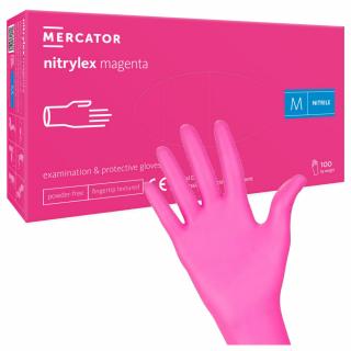 MERCATOR NITRYLEX MAGENTA Rękawice nitrylowe różowe rozmiar M 100 sztuk