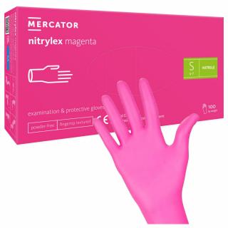 MERCATOR NITRYLEX MAGENTA Rękawice nitrylowe różowe rozmiar S 100 sztuk