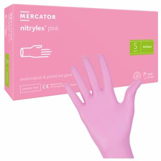 MERCATOR NITRYLEX PINK Rękawice nitrylowe różowe rozmiar S 100 sztuk