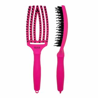 Olivia Garden Fingerbrush Amazonki Neon Pink, szczotka z włosiem z dzika, Medium
