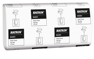 Biały jednowarstwowy ręcznik papierowy 5000szt. Katrin Basic Hand Towel Zig Zag Natural