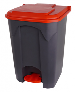 Kosz na odpady otwierany przyciskiem pedałowym 45l z czerwoną pokrywą Kosz na odpady medyczne, Kosz na śmieci pedałowy 45l