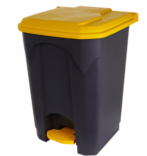 Kosz na odpady otwierany przyciskiem pedałowym 45l z żółtą pokrywą Kosz na odpady medyczne, Kosz na śmieci pedałowy 45l