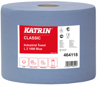 Niebieskie dwuwarstwowe przemysłowe czyściwo w rolce 380m Katrin Classic Industrial Towel L2 Blue