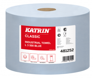 Trójwarstwowe niebieskie czyściwo przemysłowe w rolce 190m Katrin Classic Industrial Towel L3 Blue laminated