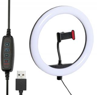 LAMPA PIERŚCIENIOWA RING LED 10'' USB uchwyt TEL