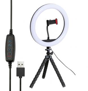 LAMPA RING 10" LED USB SELFIE TRYBY + STATYW TR-12M