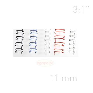 Grzbiety drutowe - O.WIRE 3:1" - 11 mm - czerwone - 100 sztuk