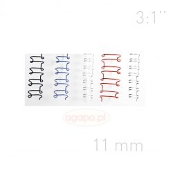 Grzbiety drutowe - O.WIRE 3:1" - 11 mm - srebrne - 100 sztuk