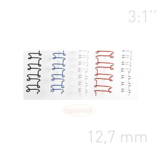 Grzbiety drutowe - O.WIRE 3:1" - 12,7 mm - czarne - 100 sztuk