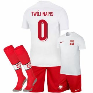 EURO 2024 NIKE Strój JR Polska II + Getry TWÓJ NAPIS LEWANDOWSKI 9